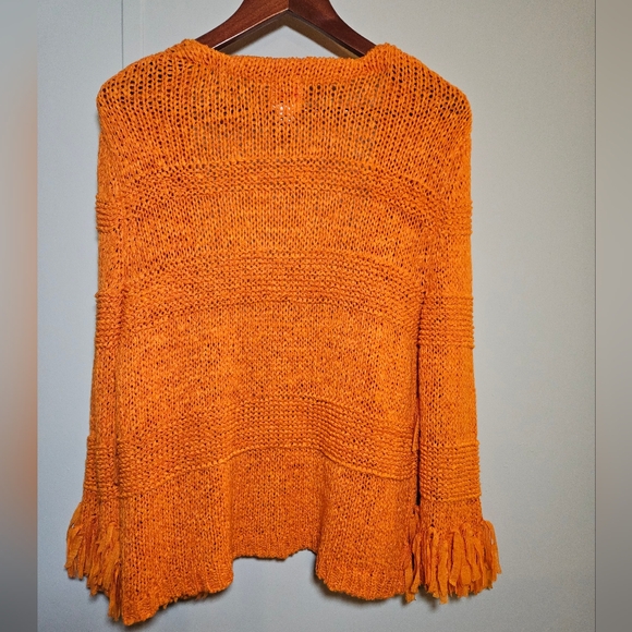 Boho Crochet Fringed Orange Cardigan Medium - Picture 7 of 13